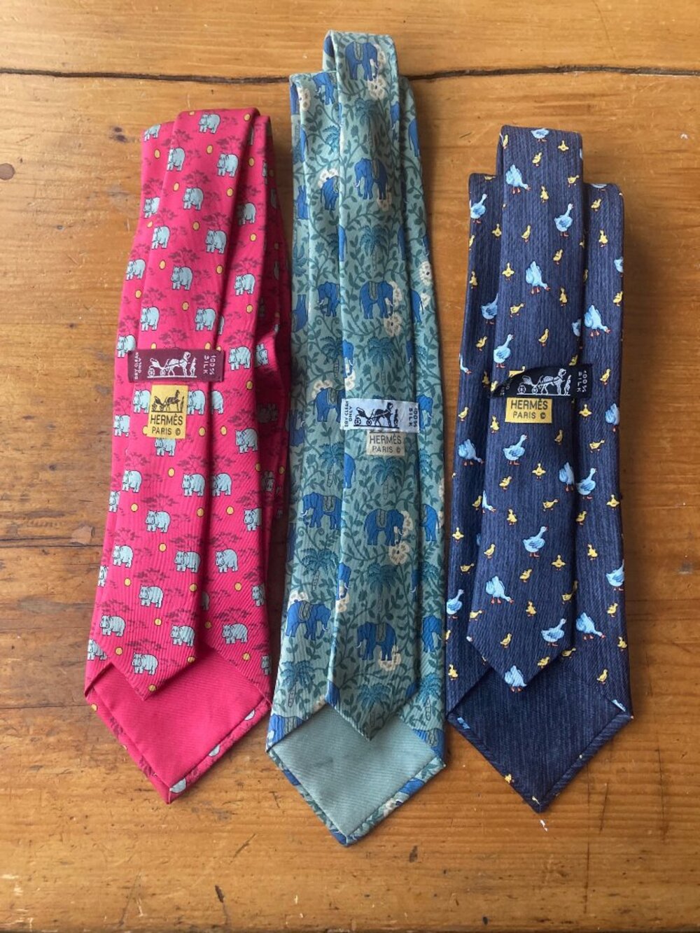 Hermes Men's Tie Set of 3 # 7439 HA, 7183 UA, 7595 SA
